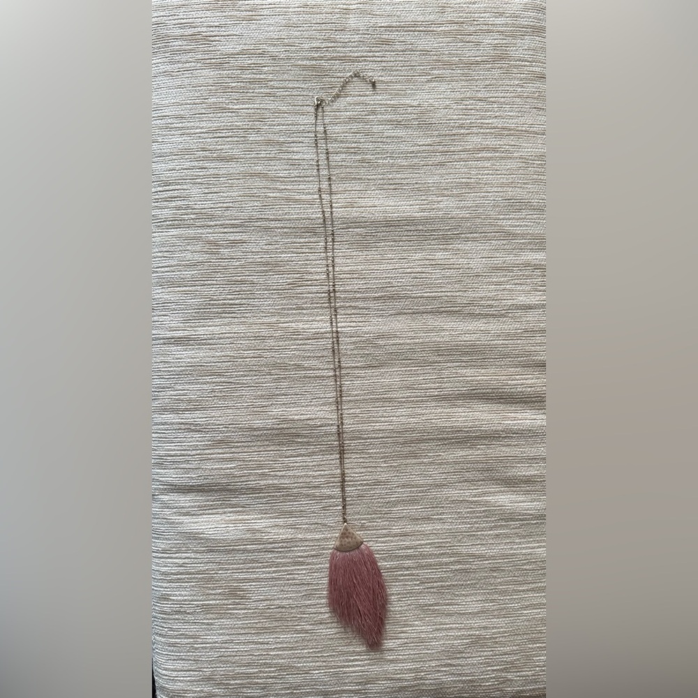 Noonday Long Tassel Pendant Necklace Gold And Pink 20$